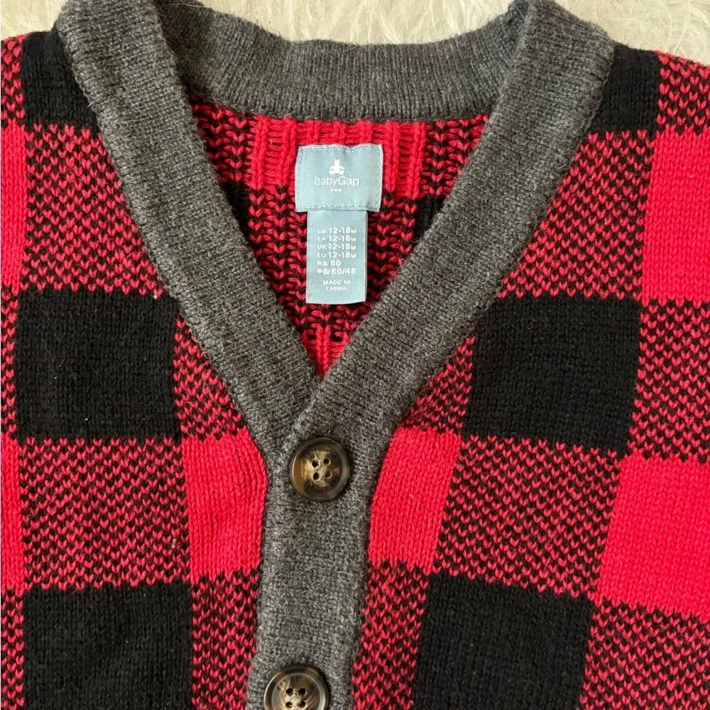 Baby GAP Buffalo Plaid Button Cardigan